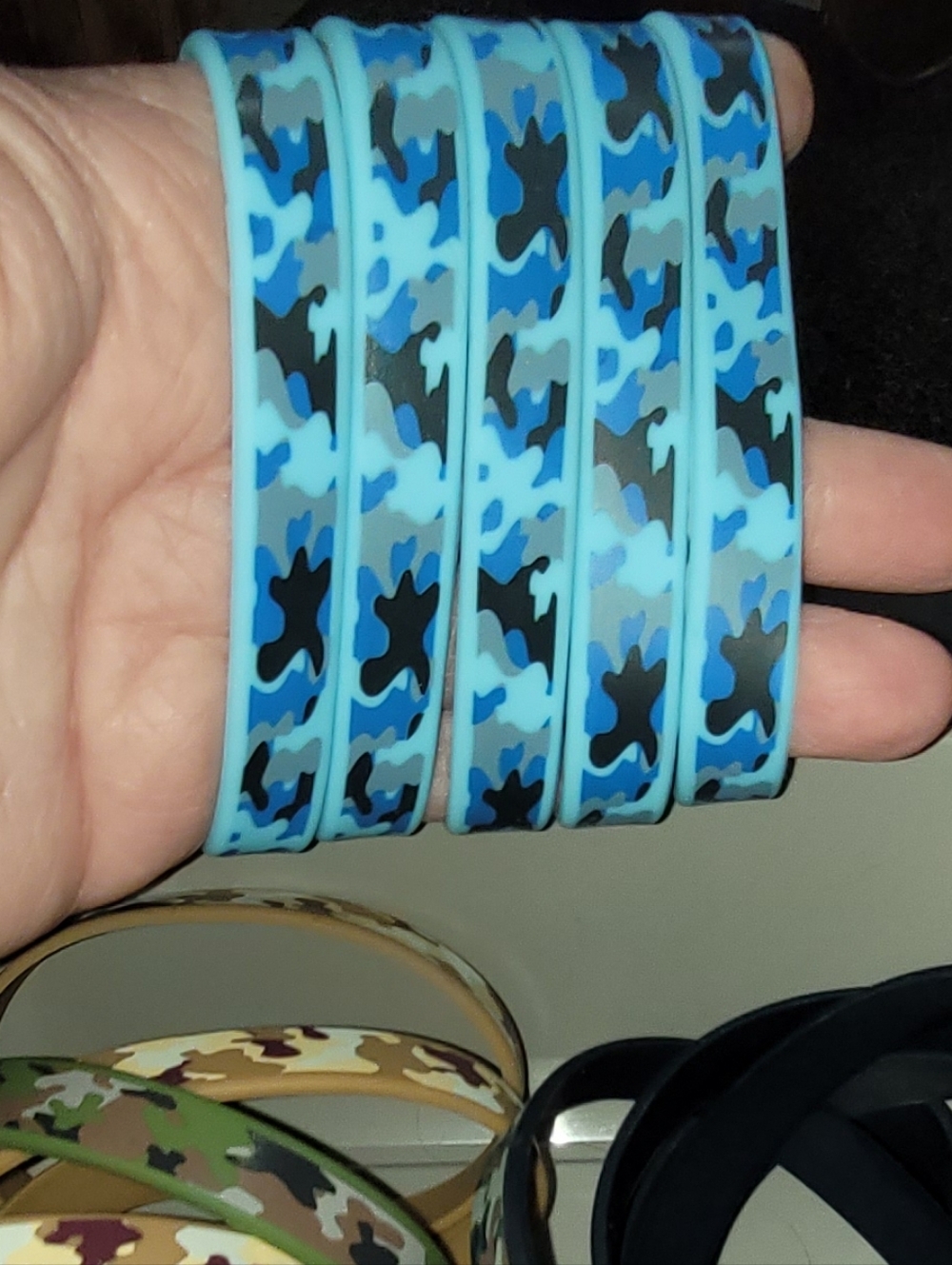 Blue Camo Silicone Wristbands